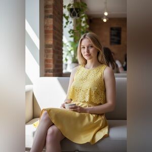 Yellow Lace Mini Dress
